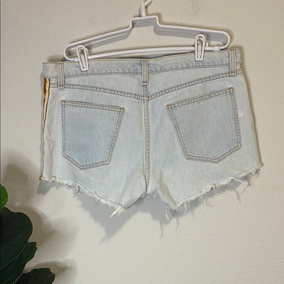 Veronica Beard Distressed Light Blue Jean Shorts with Stripe 9 inch Debbie - Picture 5 of 7